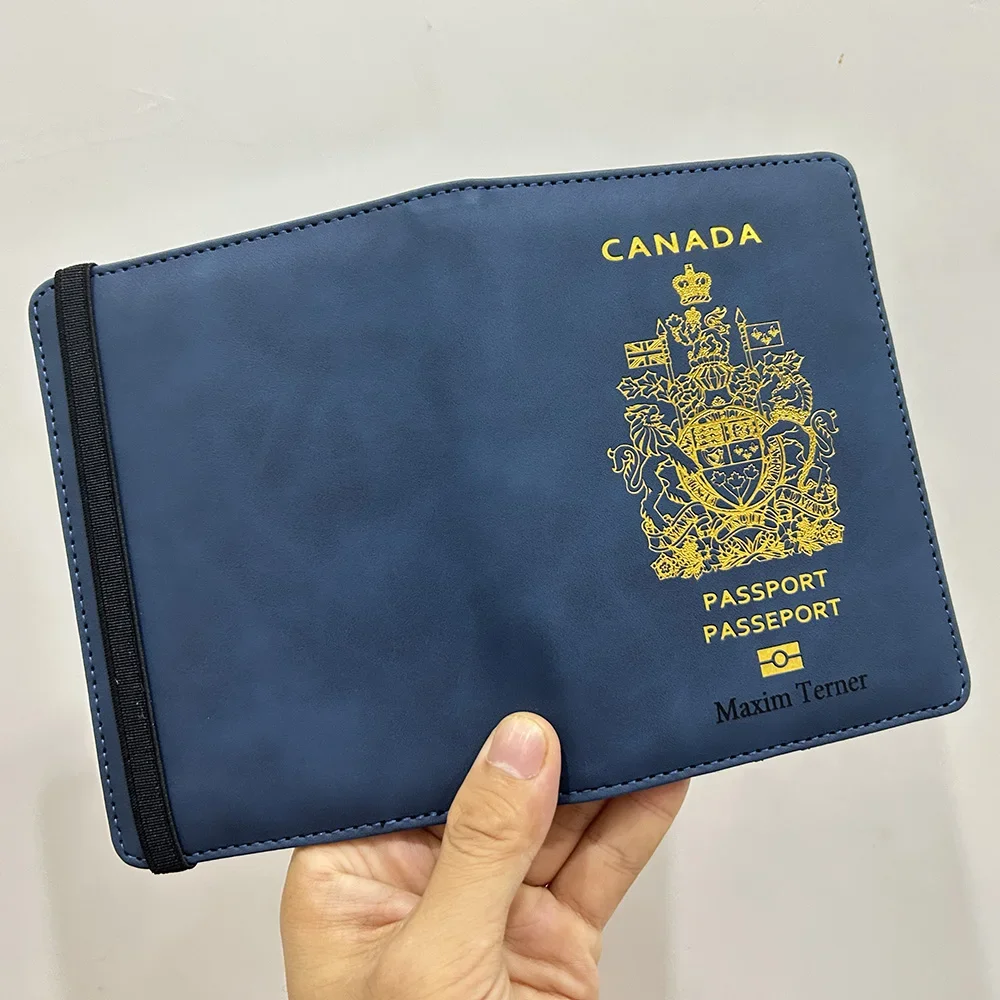 Customized Canadian Passport Cover Protector Pu Leather Canadian Passport Case with Names Drop Shipping