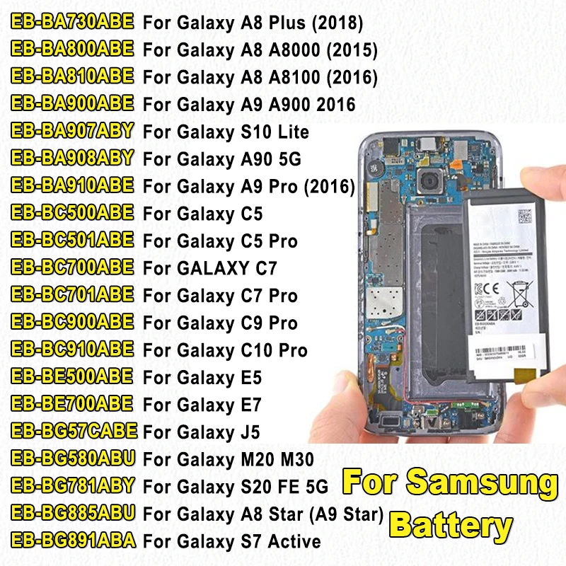 XDOU Battery For Samsung Galaxy C5 C7 C9 C10 E5 E7 J5 S7 M20 M30 S20 FE A8 A8000 A8100 A9 A900 A90 S10 Star Pro Plus Lite 5G