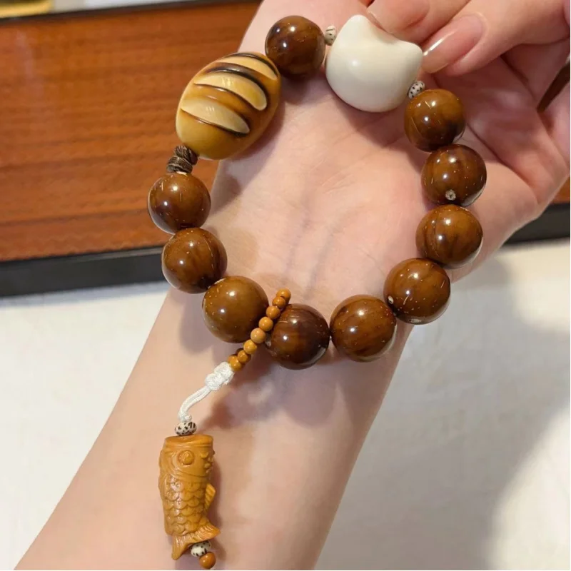 パープルゴールドラットシングルサークルアイボリーフルーツパンサンダルウッドフィッシュ女性の文化ブレスレットアクセサリー