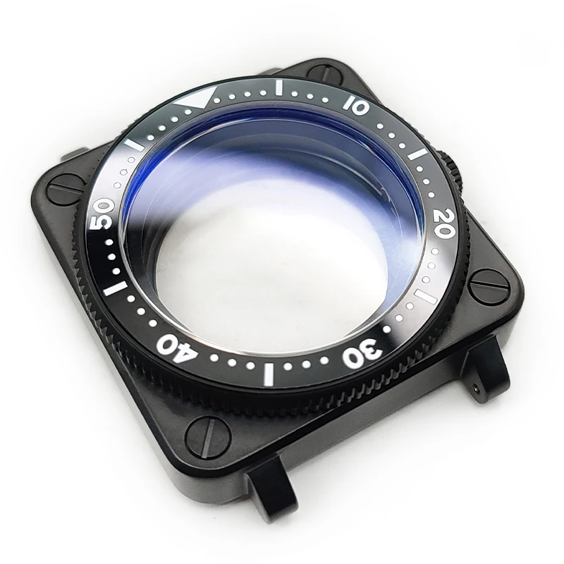 Matte Square SKX Black Watch Case Set Stainless Steel With Sapphire Glass MOD NH35 NH36 4R36 Movement Watches Cases Accessories