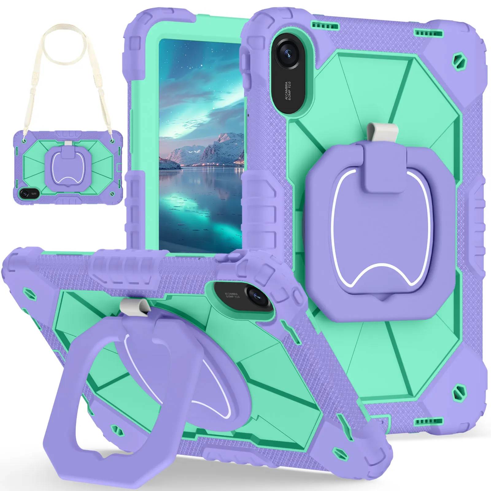 

Hybrid Stand Case For Xiaomi Redmi Pad 2 2025 11.0 inch 25040RP0AG 25040RP0AI 360 Rotating Handle Grip Cover With Shoulder Strap