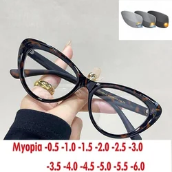 YC1303Cat's Eye Myopia Glasses Women's High-Grade Retro Bare Face Large Frame Configurable Degree0~-6.00
