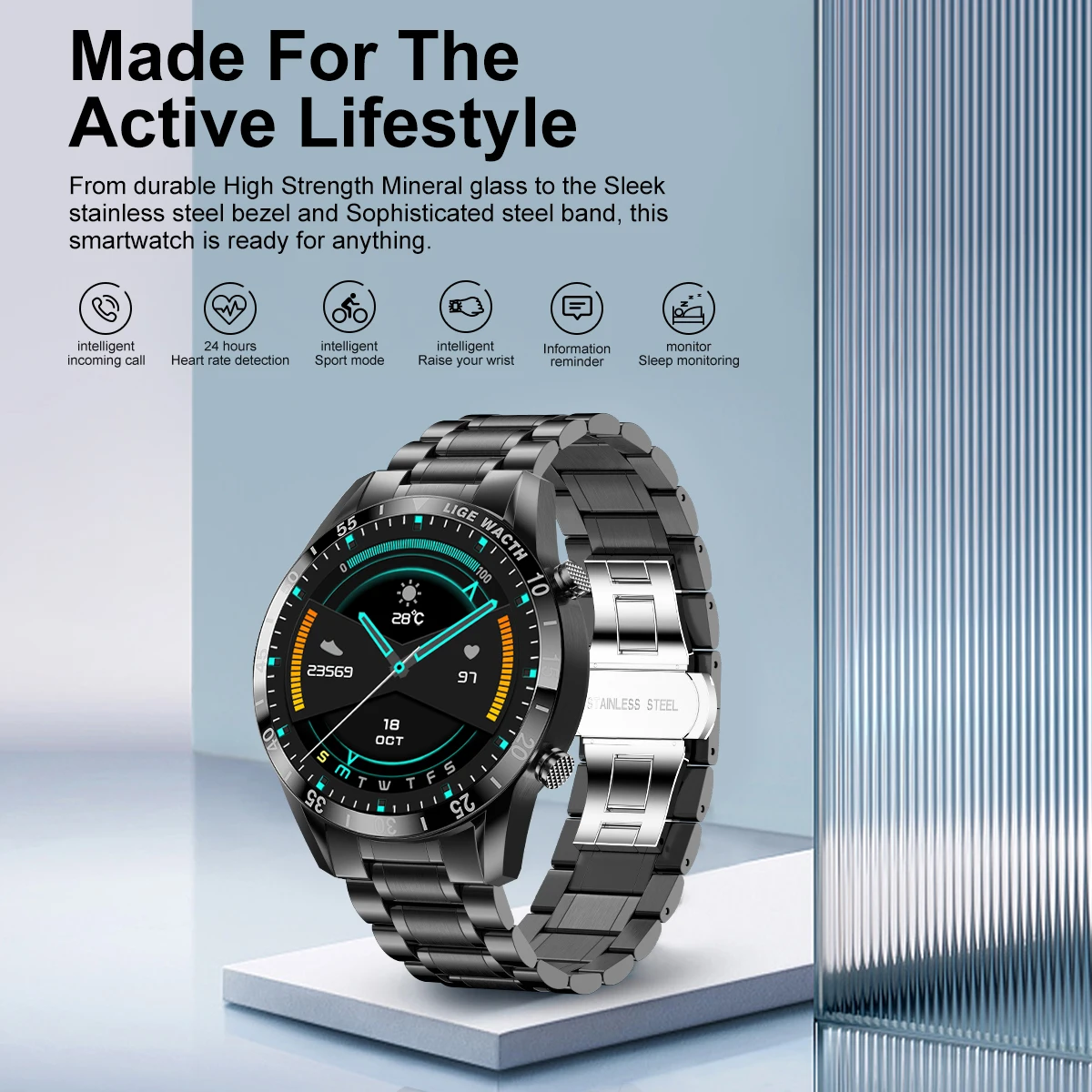 

LIGE Full Circle Touch Screen Smart Watch 2025 Bluetooth Call Smartwatch Waterproof Sport Activity Fitness Watches for Men