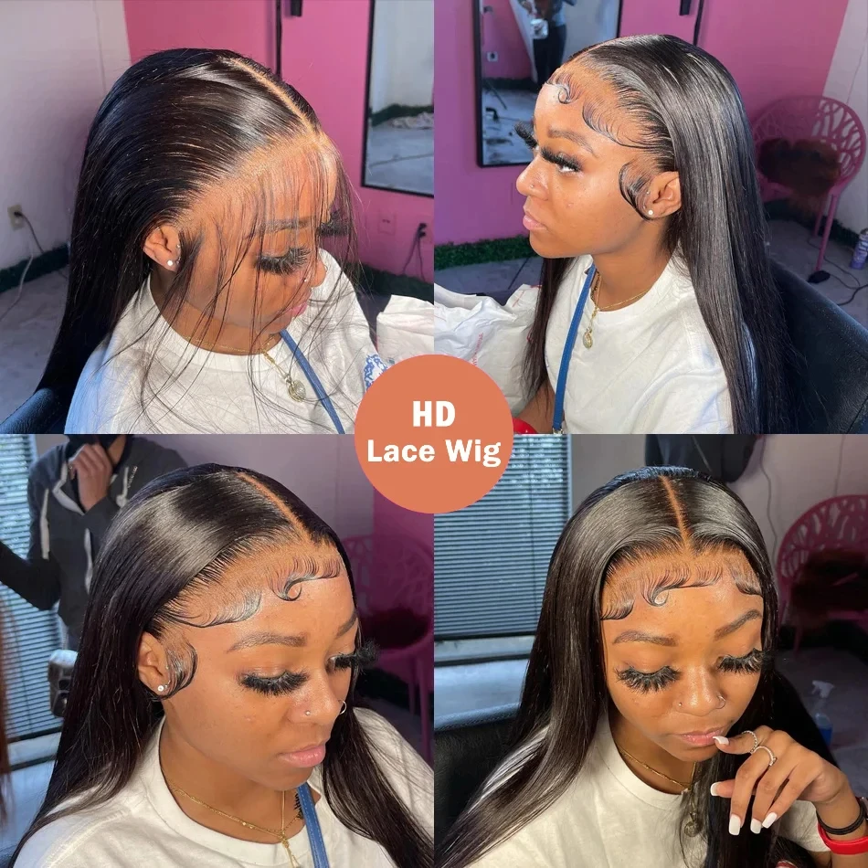 180 Density Straight Lace Frontal Wig 13x4 Transparent Lace Front Wigs Brazilian 26 30 32 Inches Bone Straight Human Hair Wigs