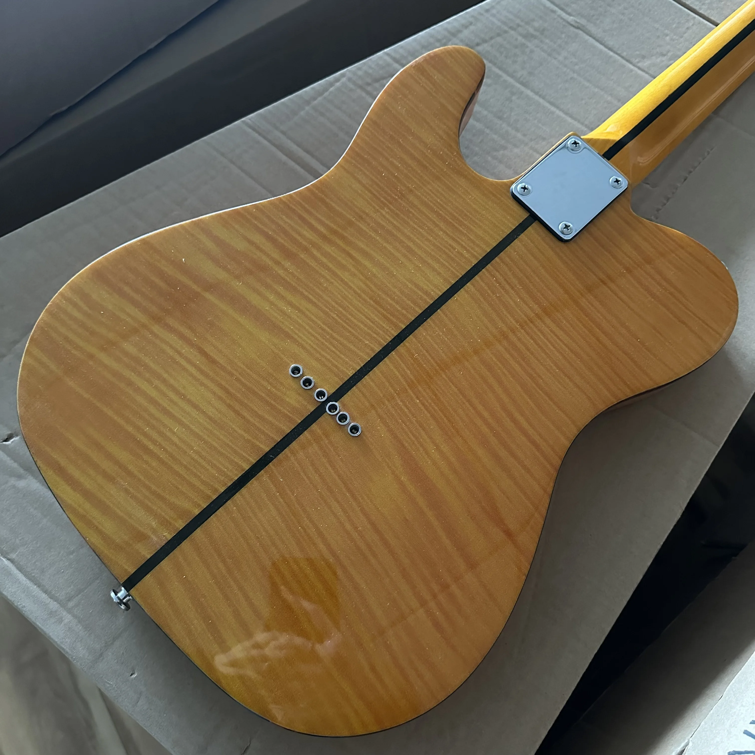 Prince Madcat TL Electric Guitar Flame Maple Top Amber Yellow Maple Fretboard Tortoise Pickguard 6 String Guitar