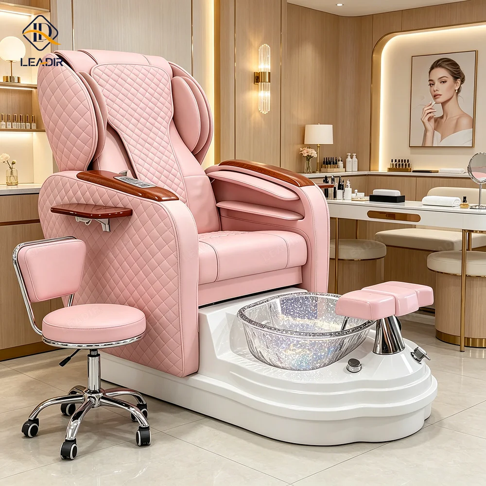 Pedicure Spa Chair Foot Bath Basin Remote Control LED Light Steam Function Massage Function For Nail Spa Salon