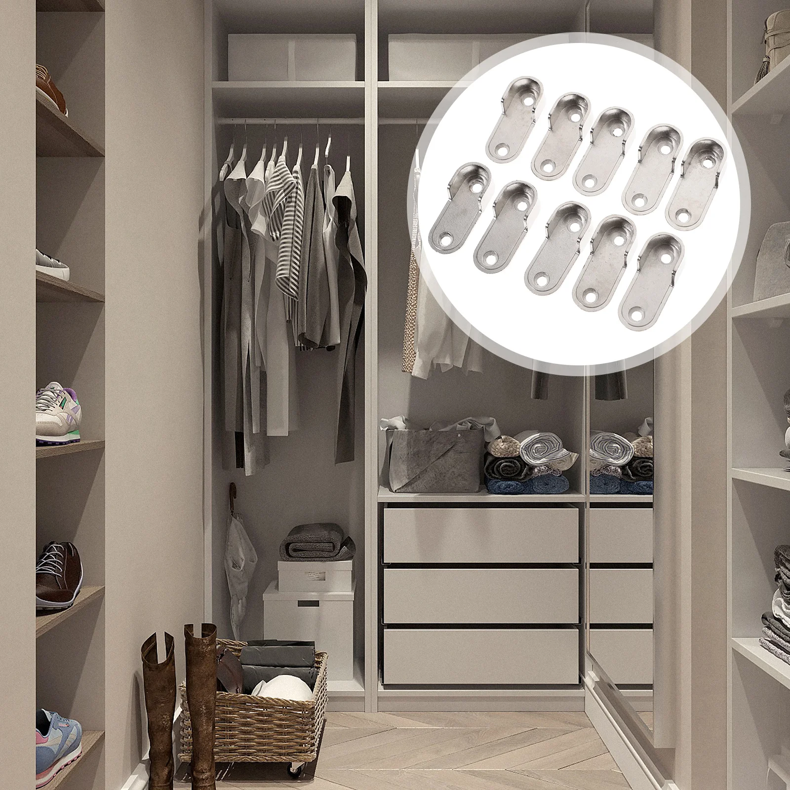 

Stainless Steel Brackets Silver Rod Bracket Closet Rod Bracket Adjustable Wardrobe Pole Holder Shower Hardware