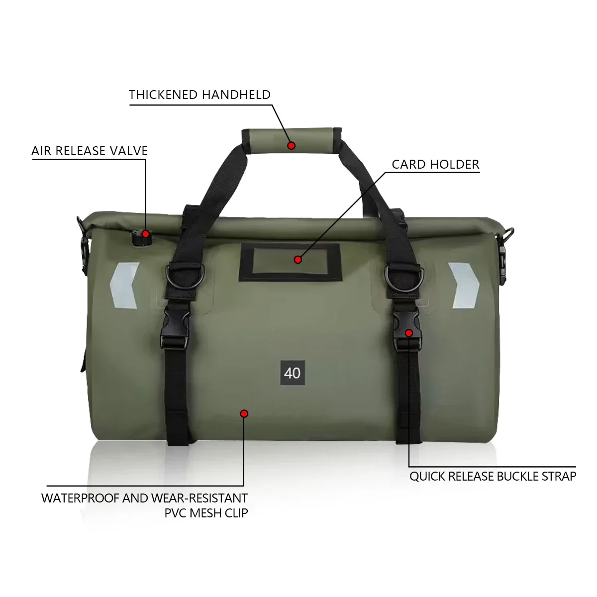 20L 50L 70L 100L 40L 66L Motorrad Wasserdichte Schwanz Tasche Reise Outdoor Trockenen Gepäck Roll Pack Tasche Motorrad Sitz Tasche – Detail 25