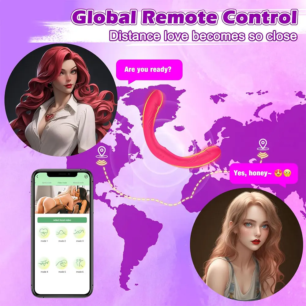 G-spot Dildo Vibrator Sex Toys Double-ended App Remote Control Strapless Realistic Silicone Dildos Adult Toys for Women Lesbian