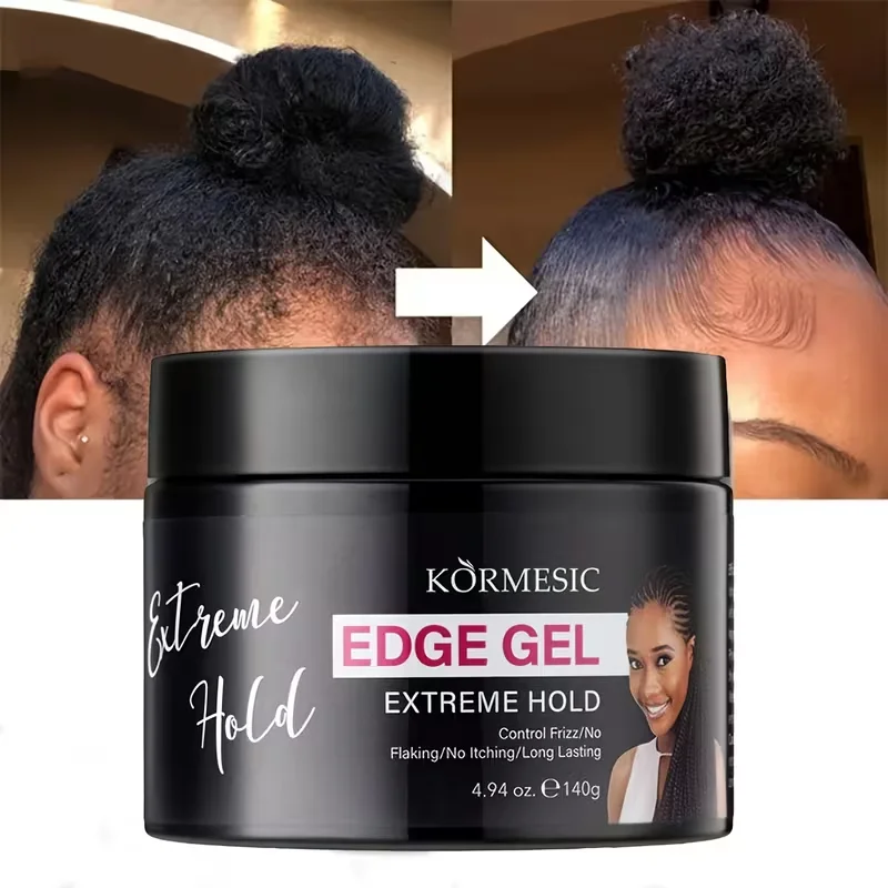 Extreme Hold Edge Gel 140g No Itching Anti-Frizz Edge Control Gel Long Lasting Hair Gel for Braids Ponytail Natural Hairstyle