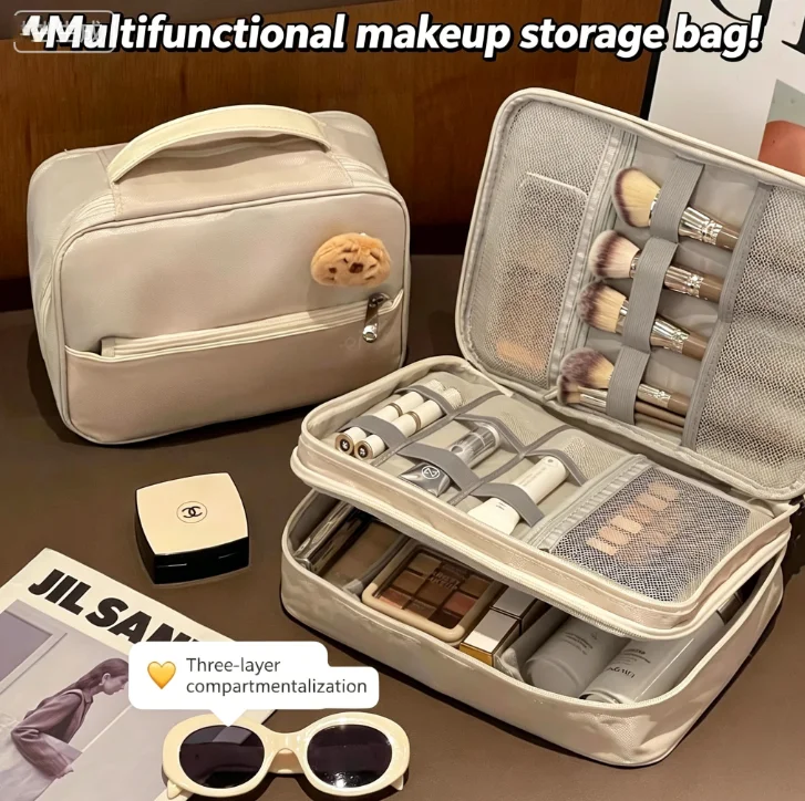 Cosmetic Bag Large Capacity Multi-function Go Out Portable Toilet Bag High Value Waterproof Cosmetic Storage Bag Three Layers