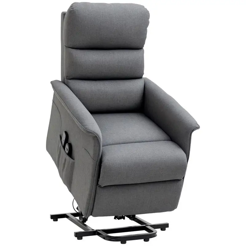 

HOMCOM Power Lift Chair with Vibration Massage, Fabric Upholstered Recliner Chair for Elderly with Remote Control, Side Pockets, Grey