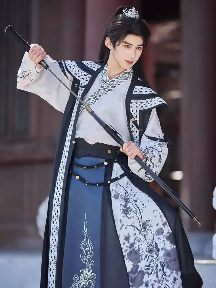 جديد كرنفال هالوين كوس تأثيري Hanfu Chivalrous الخبراء القديمة زي النمط الصيني وسيم الملابس الداخلية معطف تنورة