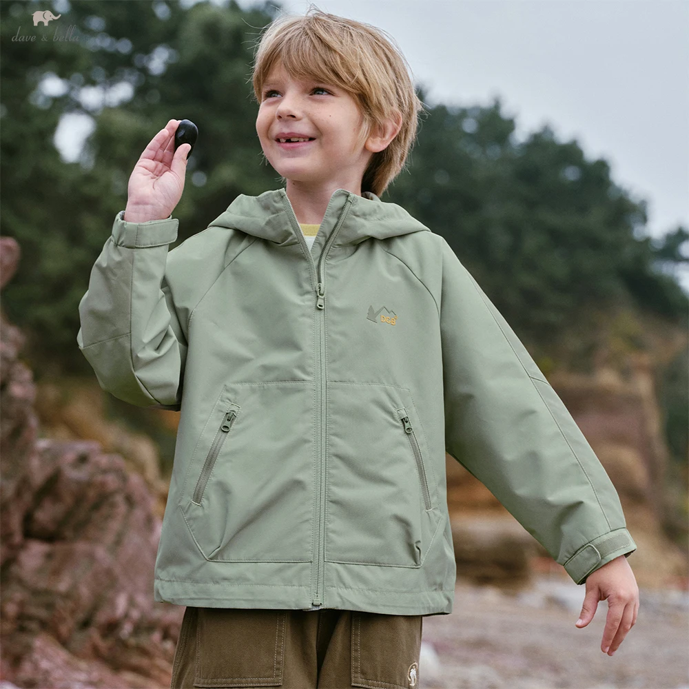 

Dave Bella Boys Girls Spring Autumn Hooded Waterproof Coat for Children Casual Zipper Outerwear Kids Clothes DK1260584﻿