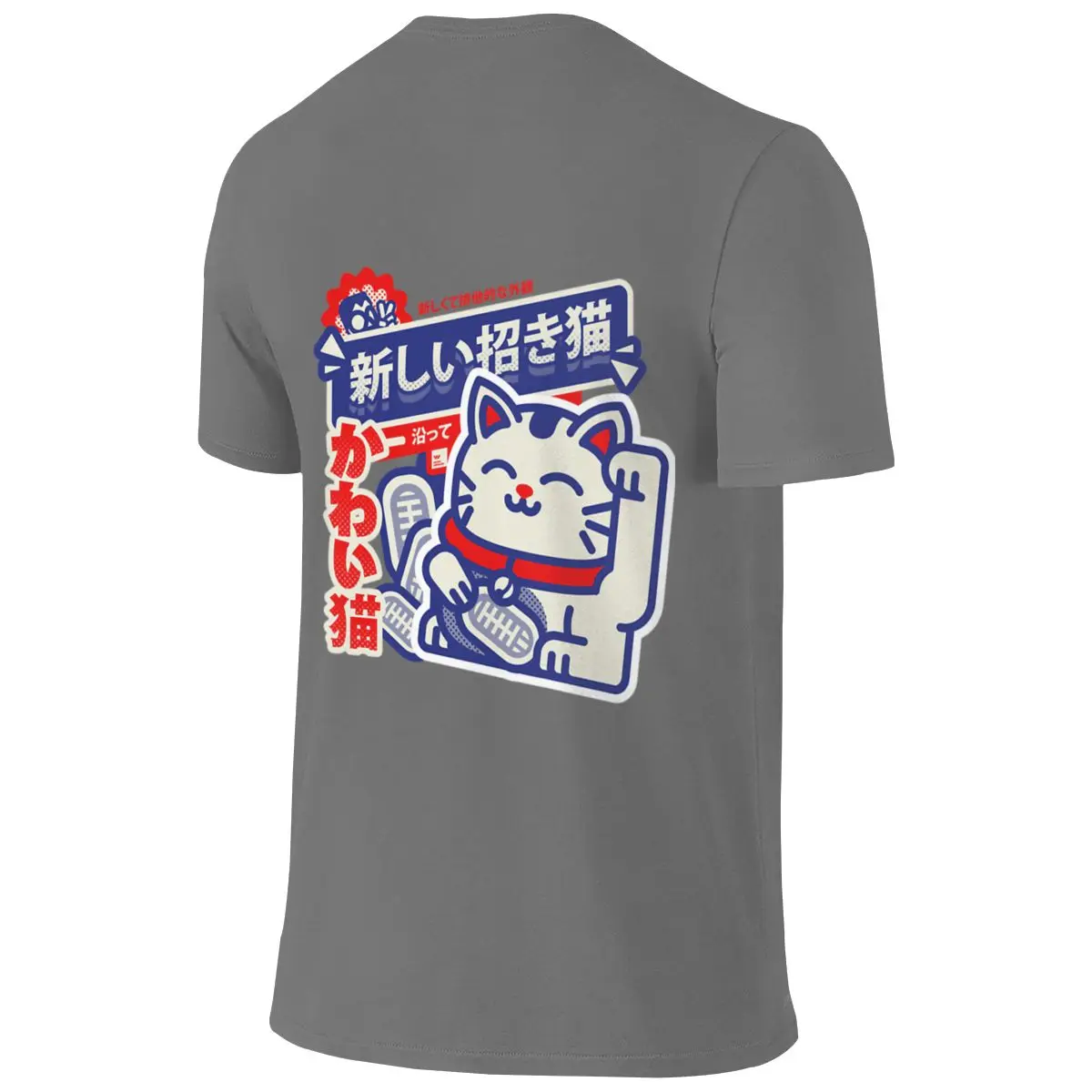 LUCKY CAT Short Style Reversible T-shirt Minimalist Artistic Travel Must-Have Cotton Tee
