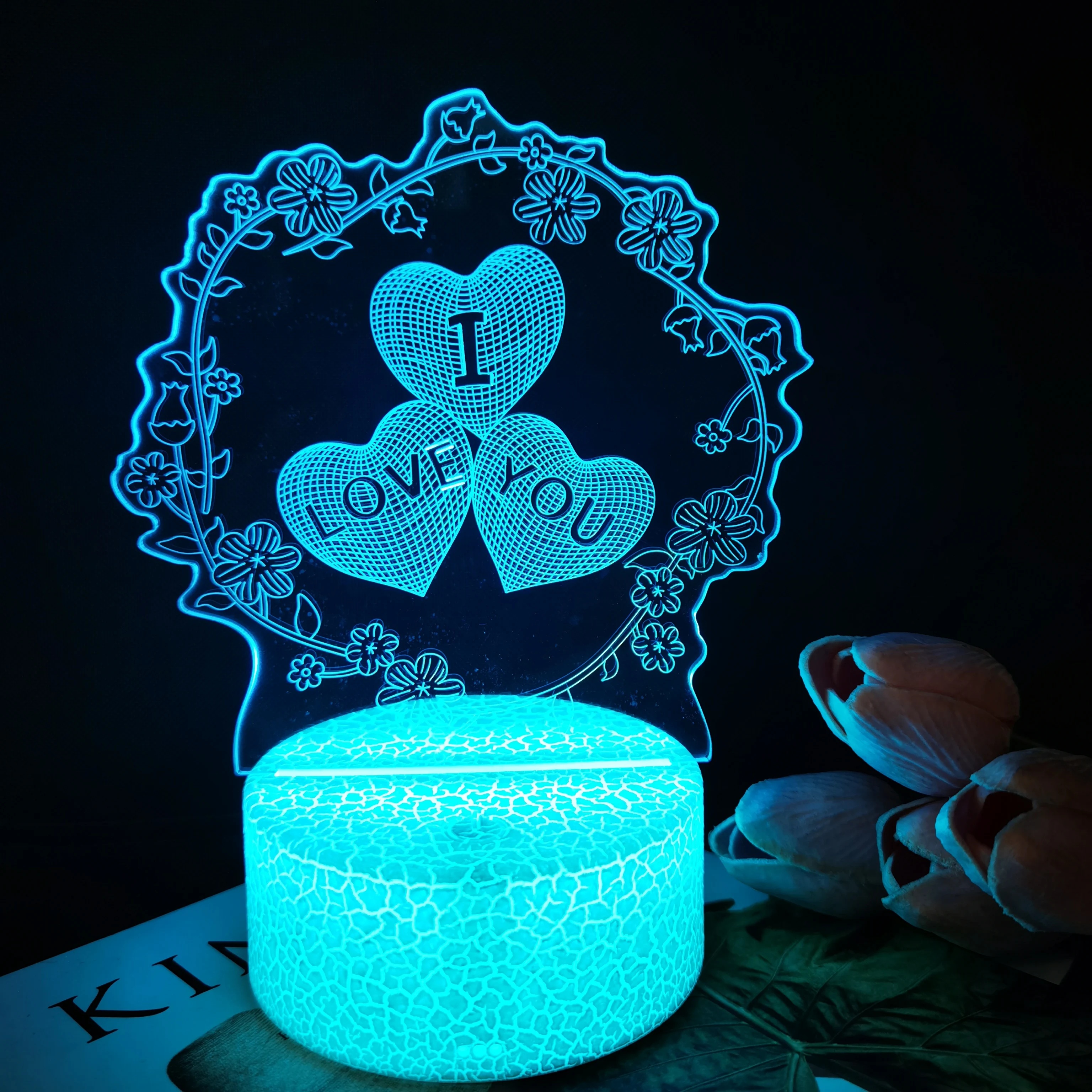 1pcs LOVE 3D night light, festive party atmosphere decorative light, romantic mood light, holiday gift table light for family.