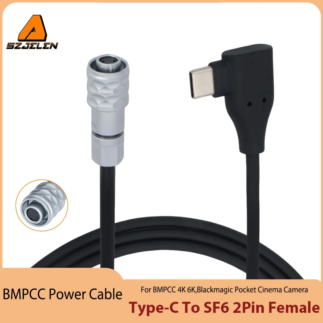 DJI Ronin RS3 RS4 Type-C To SF6 2Pin Female Power Cable for Blackmagic Pocket Cinema Camera BMPCC 4K/6K Power Cord