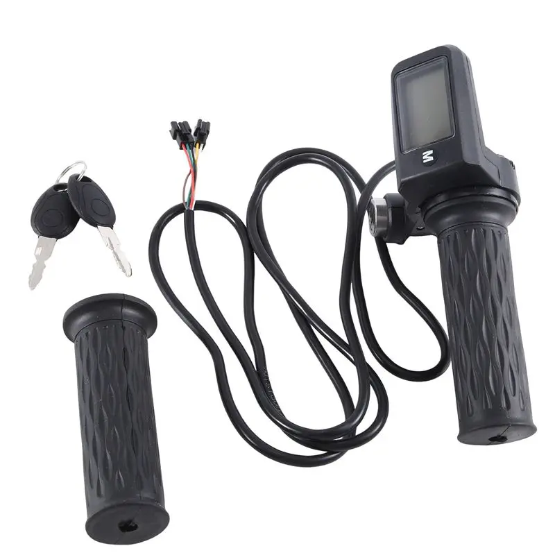 

Electric Bike Twist Throttle LCD Display With Speed And Mileage And Battery Power With Lock Key Easy Install