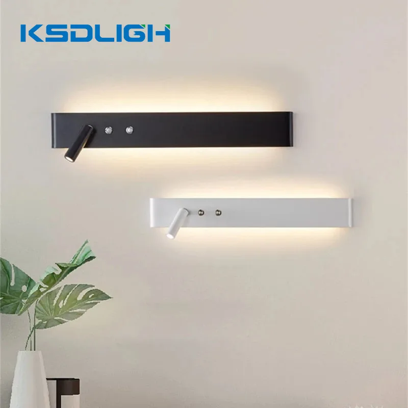 

Modern Bedside Reading Wall Lamp With Switch 3W Spotlight Hotel Guest Room Bedroom Study Wall Lights Linear Long Strip Scocnes