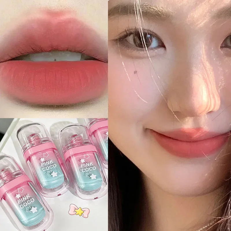 Matte Lipstick Lip Gloss Nude Red Waterproof Lip Gloss Long Lasting Light Apricot Lips Lacquer Matte Peach Pink Korean Lipstick