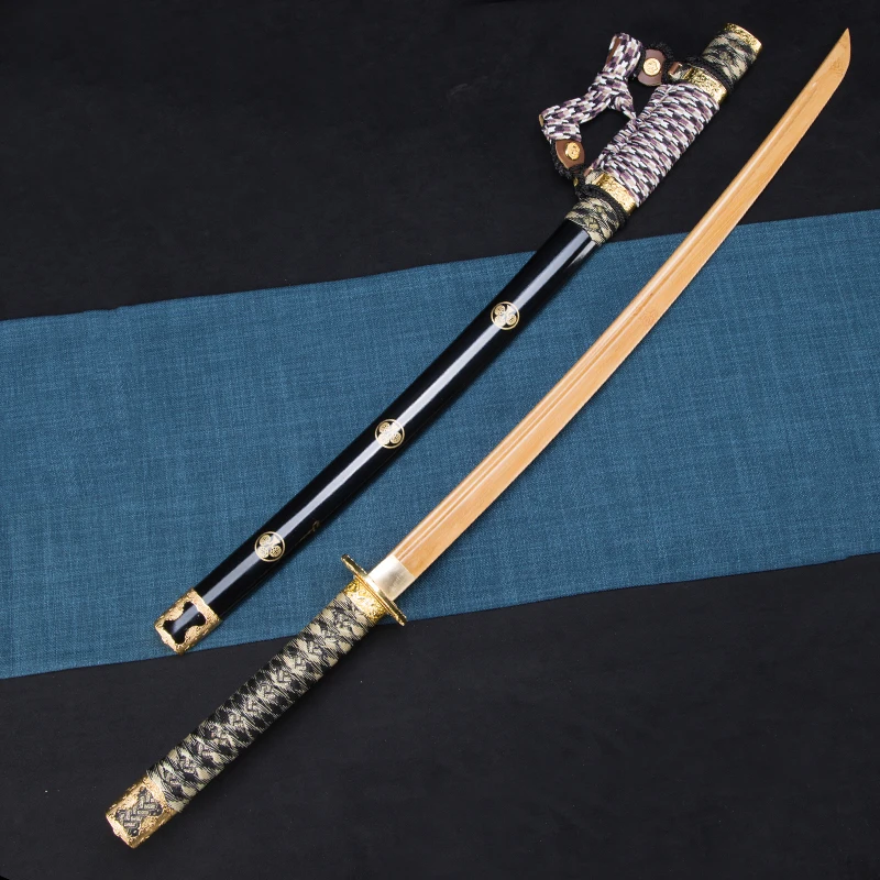 Bokken Sword, Japanese Sword,Tokugawa Ieyasu Tachi Katana, Bamboo Blade 1:1 Reduction, Decoration, Training Sword, Black Color