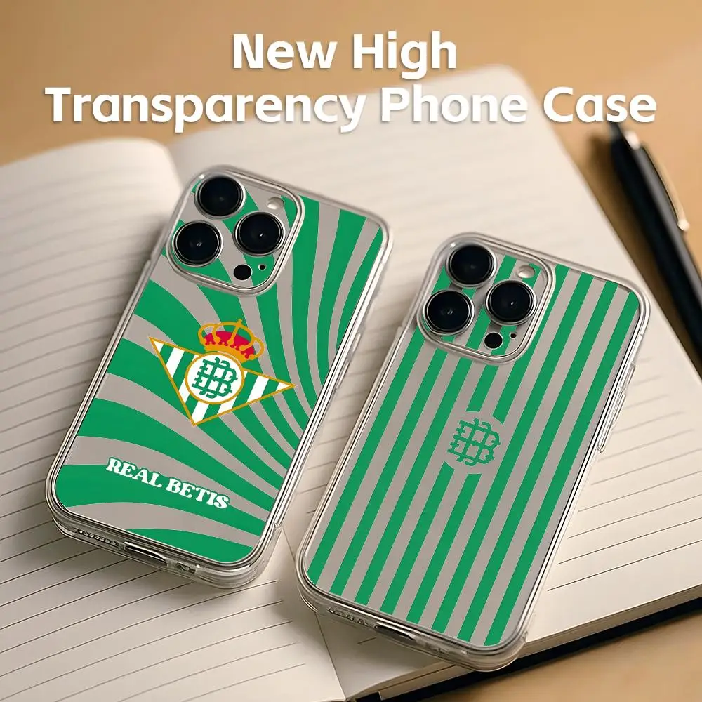 Coque de téléphone R-Real Luxury B-Betis-s pour iPhone 17 Air 16 15 14 13 12 11 Pro Max Plus mini, transparente