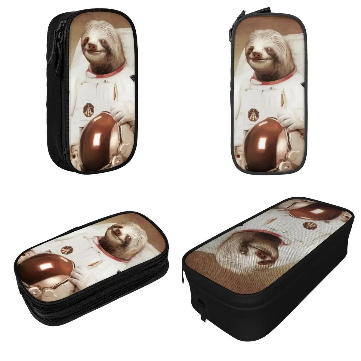 Sloth Astronaut Pencil Case Fun Pen Holder Bag Girl Boy Large Storage Students School Zipper Pencil Box
