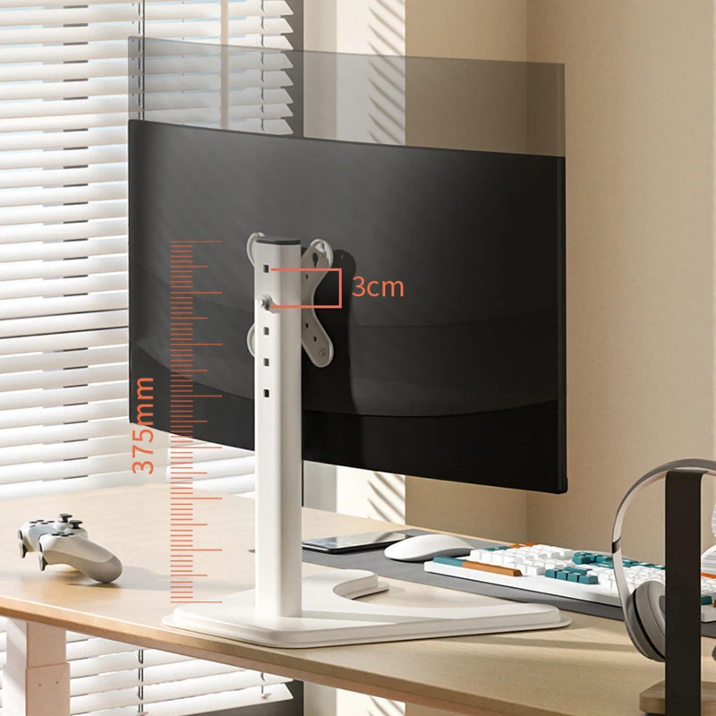 Computer Monitor Desk Stand Arm PC Screen Holder 17~32 Inch Large Base Stable Adjustable Height Mounts LCD LED With Bracket
