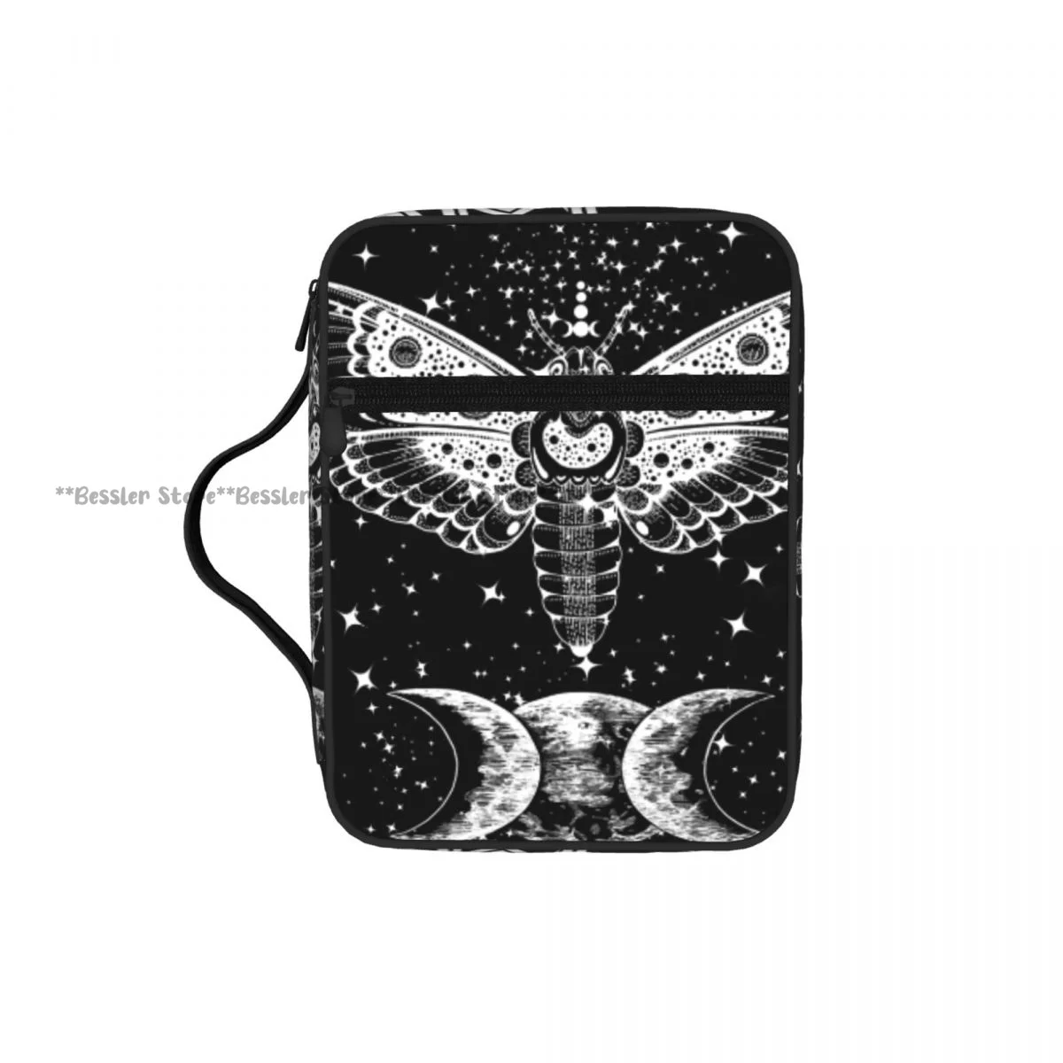 Triple Moon Butterfly Goddess Wican Art Bible Bag Zipper Handle Handbag Bible Cover Case Carrying Bible Storage Bag