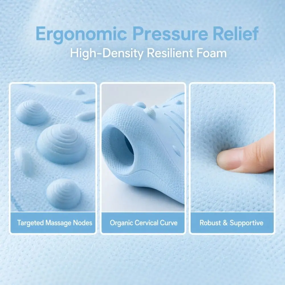 U-Shaped Contour Cervical Massage Pillow Soft EVA Material Acupressure Design Chiropractic Pillow Multi-Purpose Use