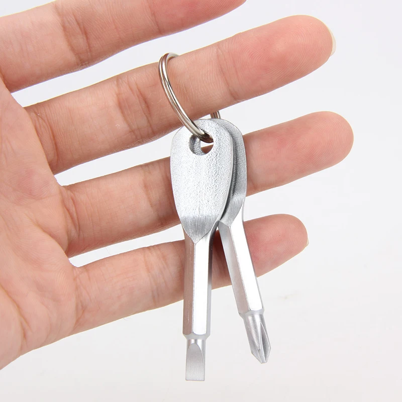 1 Set Stainless Steel Mini EDC Multifunction Screwdriver Key Shape Slotted Screwdrivers Keychain Pocket Repair Tool hand tools
