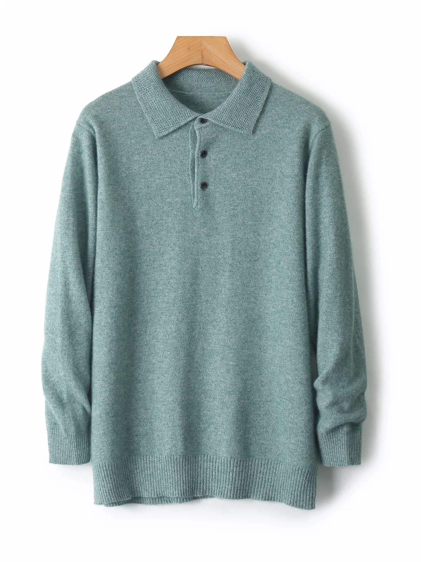 Smart Casual Autumn Winter Man Sweater Classic 100% Merino Wool Knitted Pullover Polo Collar Long Sleeve Clothes Tops Men Jumper