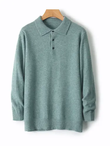 Smart Casual Autumn Winter Man Sweater Classic 100% Merino Wool Knitted Pullover Polo Collar Long Sleeve Clothes Tops Men Jumper - Image 5