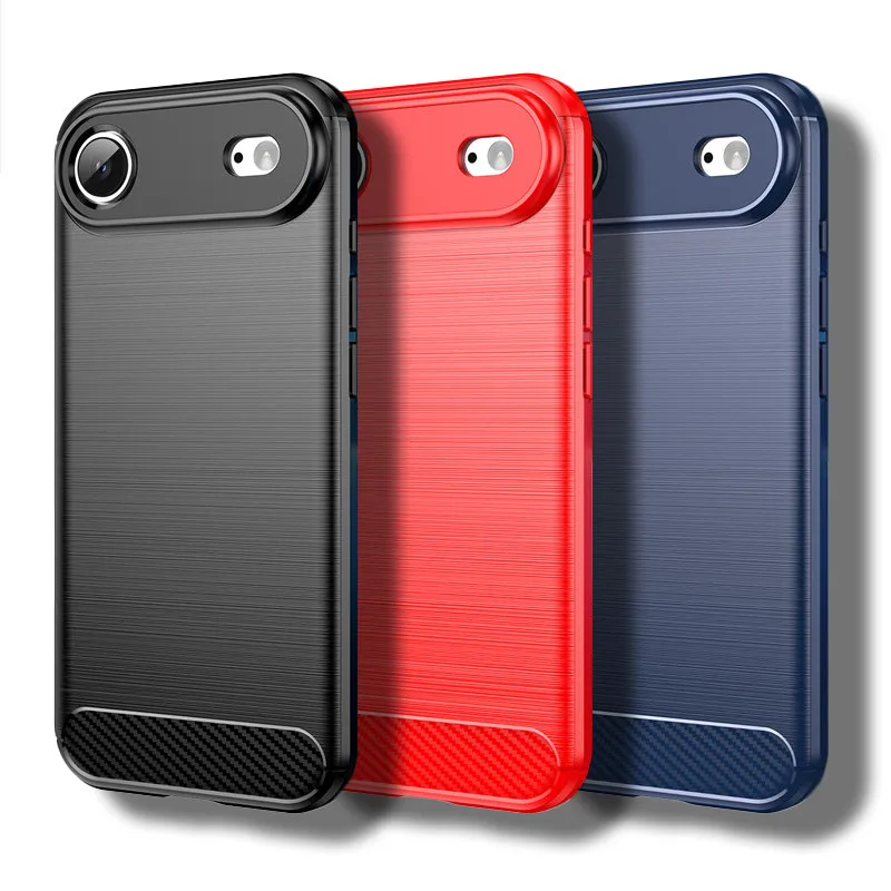 

For iPhone Air Case For Apple iPhone Air 13 14 15 16 17 Pro Max Cover Carbon Fiber Shockproof Silicone Bumper For iPhone Air