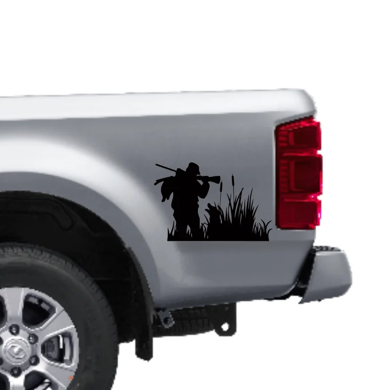 Gun man with dog Hunter Hunting Reed Adventure Vinyl Decals for Car Motorcycle laptop Window Decals # 243