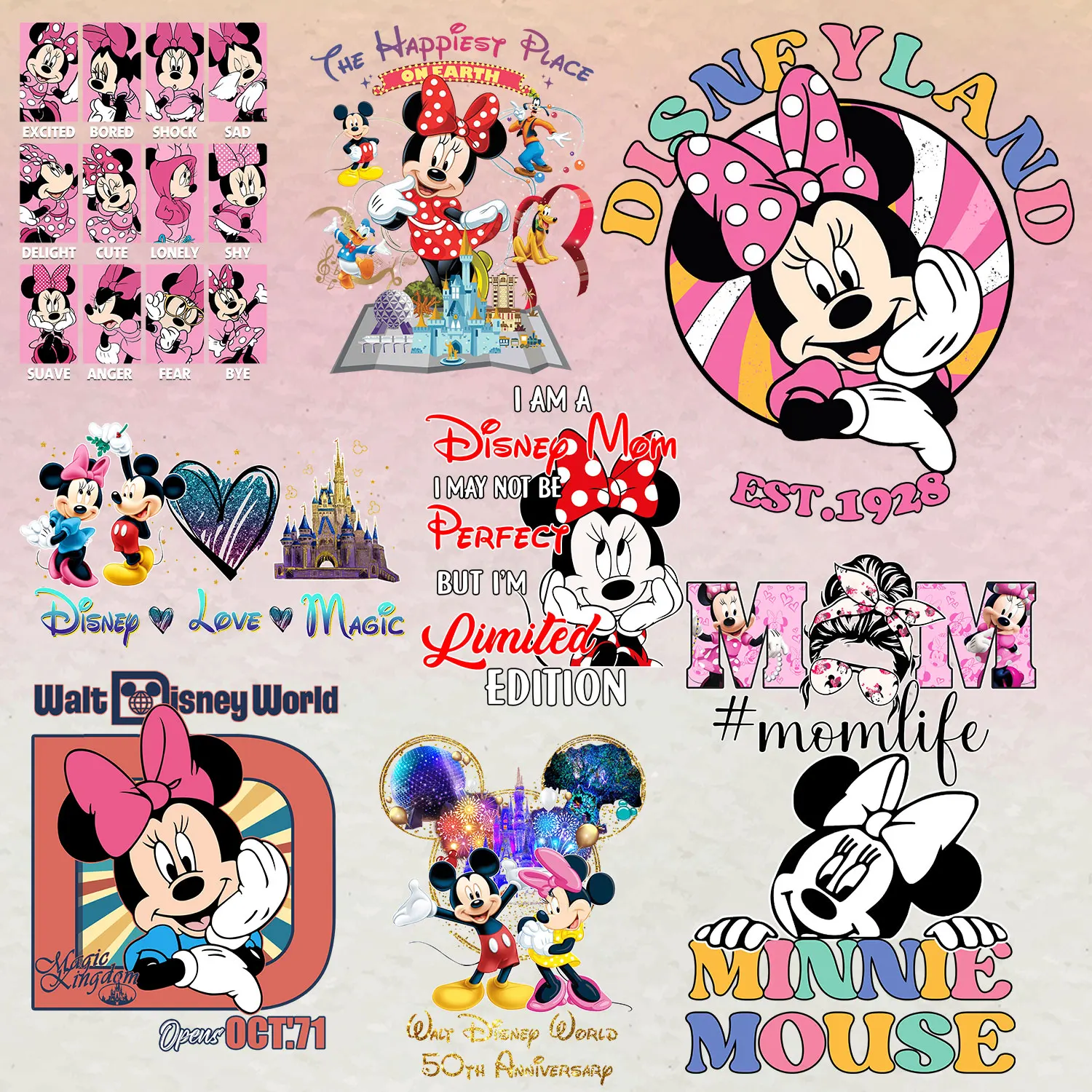 Mickey Minnie  Anniversary Iron on Patches Applique for Cloth Strong color fastness Washable Stickers DIY Decoration