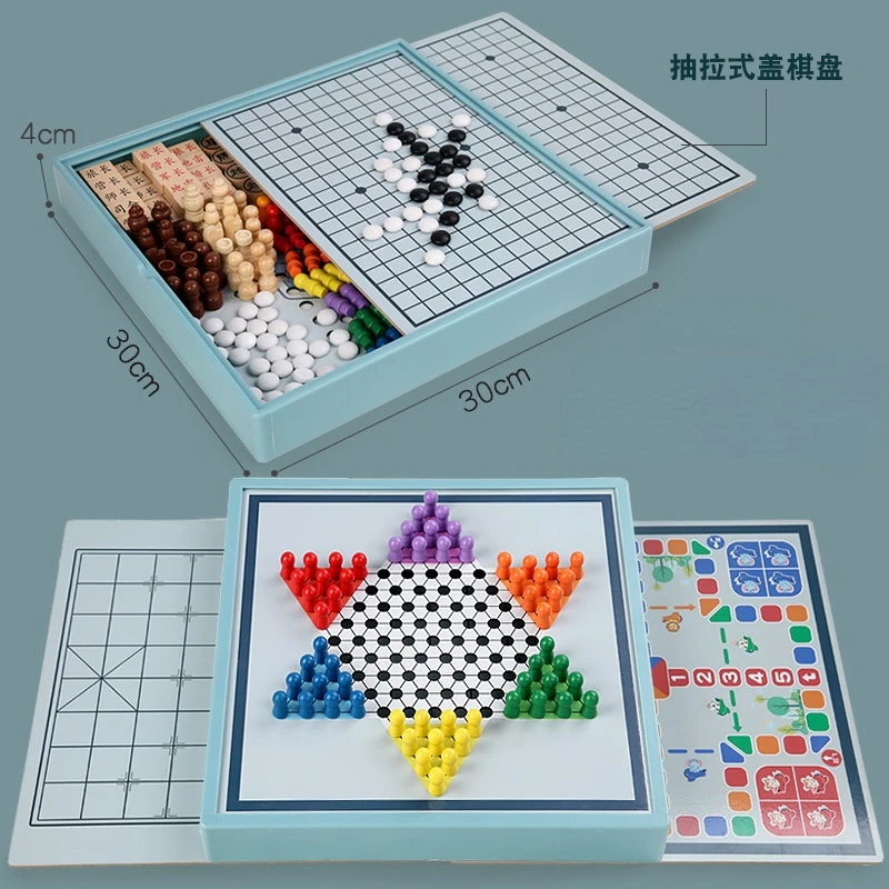 Chinese Checkers Flying Chess Multifunction Board Games Animal Chess Set Backgammon Weiqi Go Game Kids Party Toy Educational