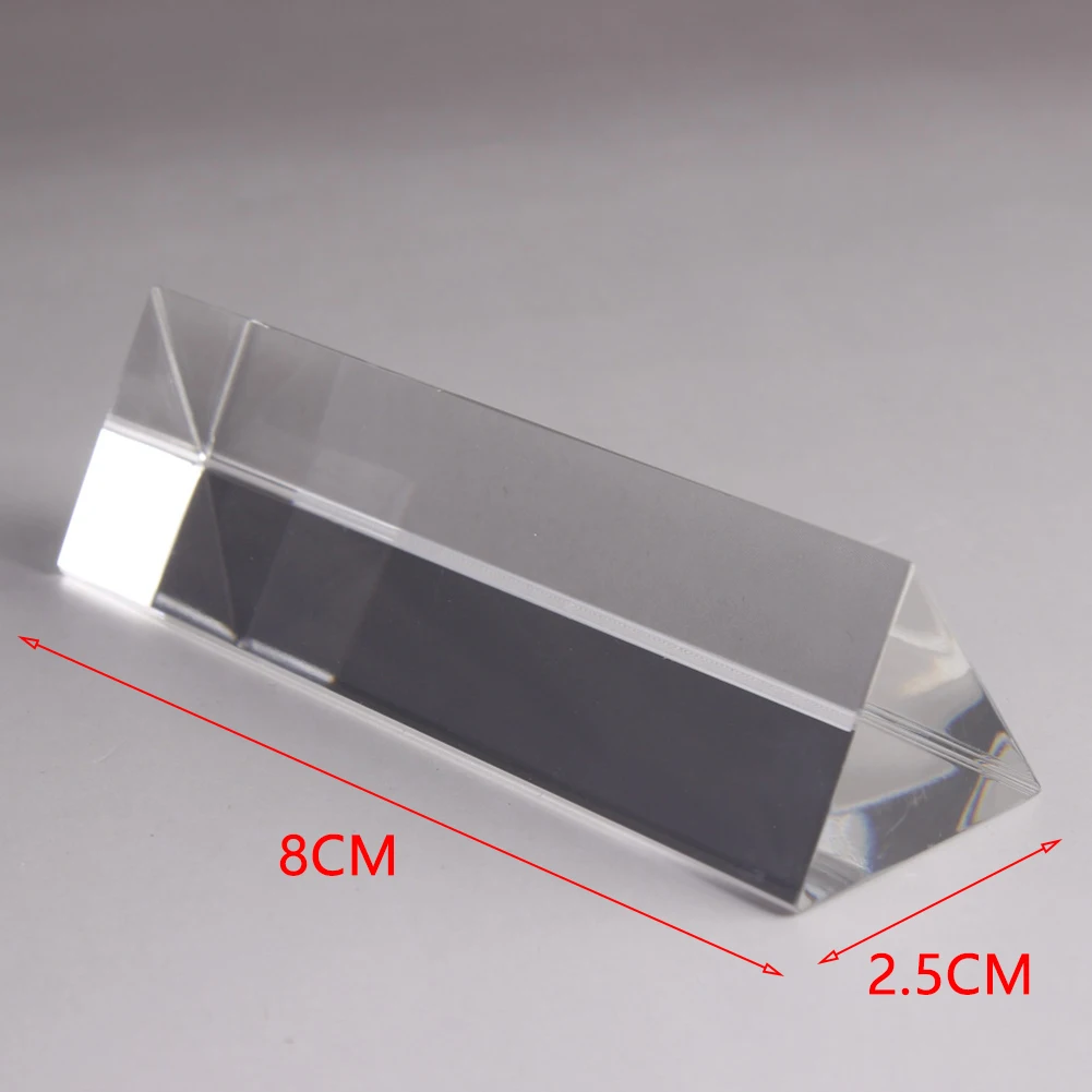 25x25x80mm Triangular Prism Optical Prisms Glass Physics Teaching Refracted Light Children Present Students Supplies