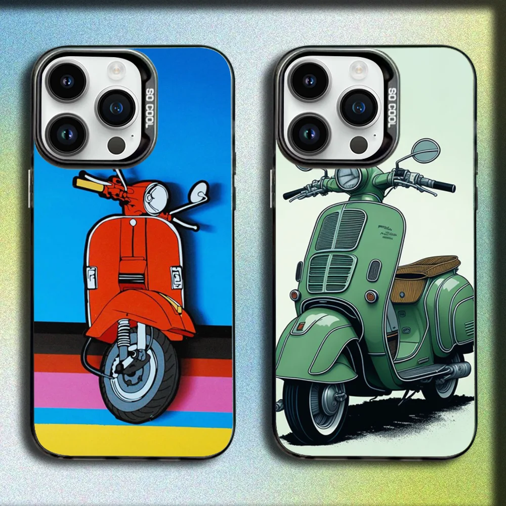 

Vespa Scooter Motorcycle Phone Case For iPhone 16,15,14,13,12,11,Mini,Pro,SE,MAX Gray Matte Silicone Black Cover