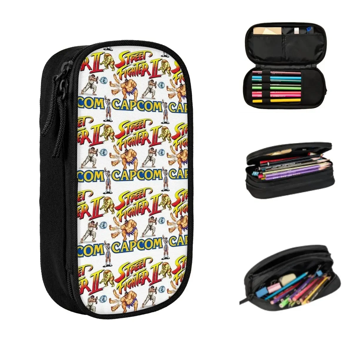 Street Fighter 2 Turbo Pattern Pencil Cases Big Capacity Pen Bags Pen Box Pencil Pouch For Boys Girls Students Stationery School