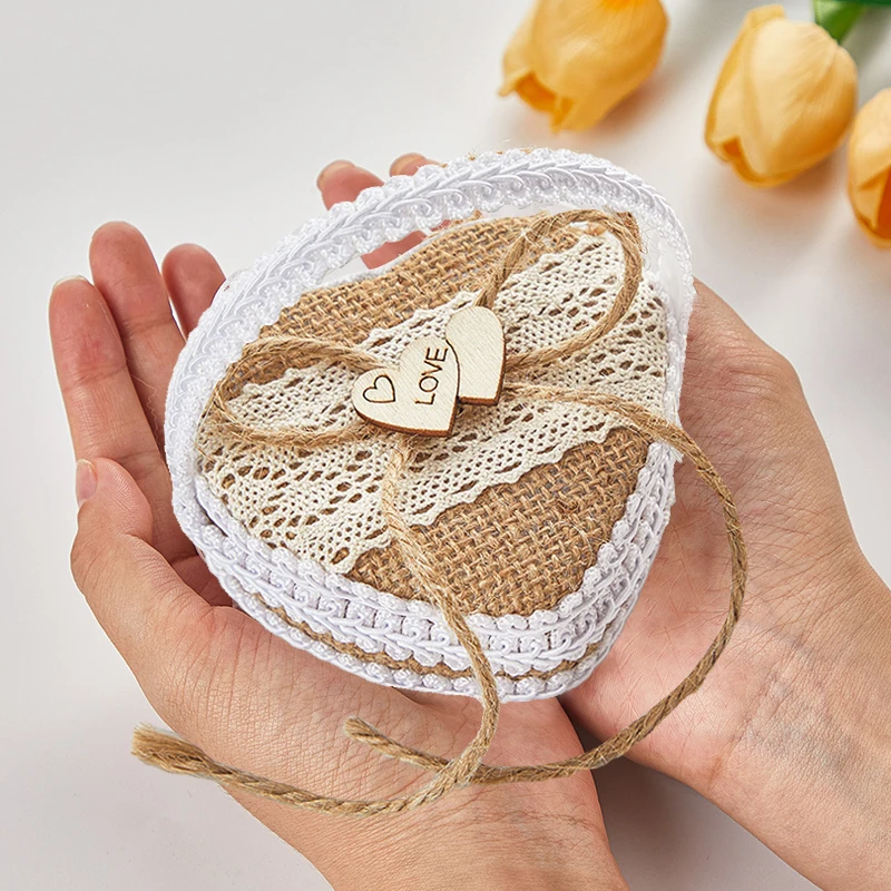 1pc Ring Box Wedding Holder Engagement Basket Gift for Women Valentine Heart- Shaped Basket Wedding Ring Box Love Ring Accessori