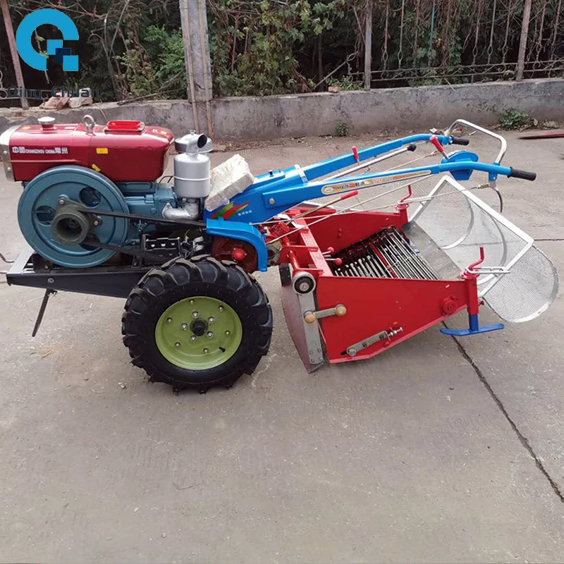 Looptractor Zoete Aardappeloogstmachine Roterende helmstok Furrowing Zaaien Oogsten handtractor