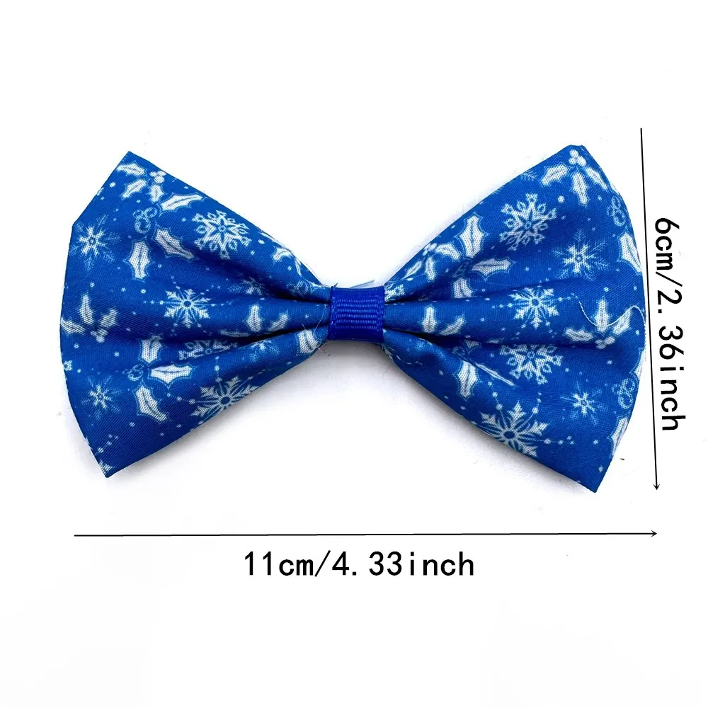 30/50pcs Winter Dog Bow Ties Charms Puppy Accessories Slidable Dog Collar Blue Bows Snowflake Style Pet Supplies Small Dog Bows