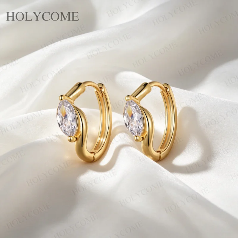 Marquise Moissanit-Ohrringe für Damen, S925 Sterlingsilber-Schmuck, Modische Vielseitige Moissanit-Diamant-Creolen – Detail 9