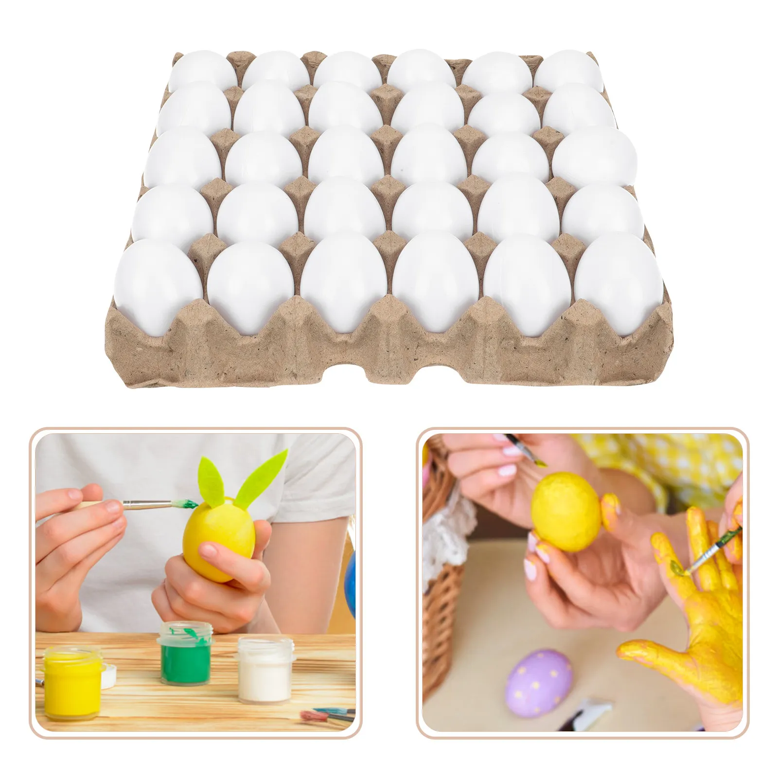 1Set Fake Craft Egg Plastic Graffiti Blank Egg Stress Relief Prop for Kids Festival Decoration Fake Eggs Graffiti Model