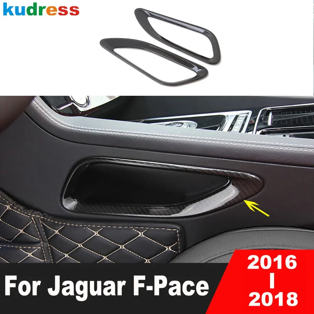 

For Jaguar F-Pace 2016 2017 2018 Carbon Fiber Car Side Gear Shift Box Panel Cover Trim Storage Frame Trims Interior Accessories