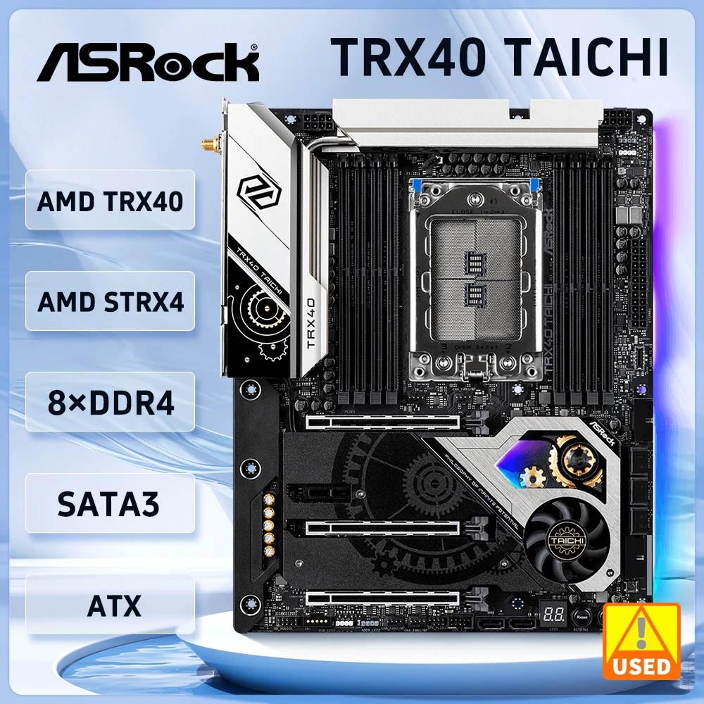 ASRock TAICHI 마더보드 지지대, CPU 소켓 sTRX4 AMD TRX40 DDR4 4666 (OC) M.2 PCI-E 4.0 NVMe SSD ATX, 3970X 3990X 3960X 