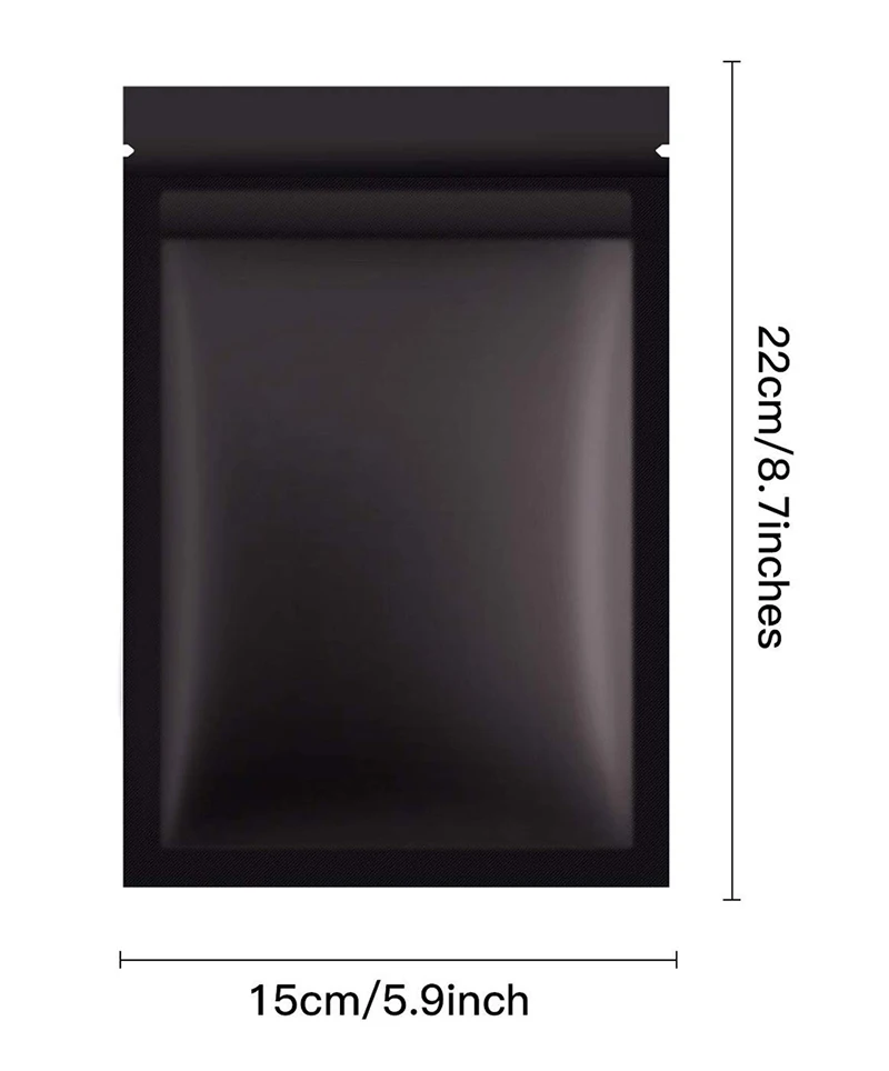 Wiederverschließbarer Kaffee-Kräuterpulver-Reißverschlussbeutel, geruchsdicht, flache Beutel, mattschwarz, kleine Mylar-Beutel aus Aluminiumfolie mit Reißverschluss – Detail 3