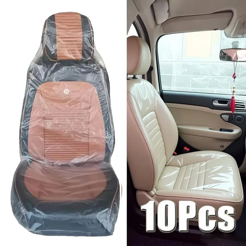 10Pcs Disposable Car Seat Cover Protective Anti-Fouling Waterproof Dustproof Protect PE Plastic Universal Auto Interior Supplies