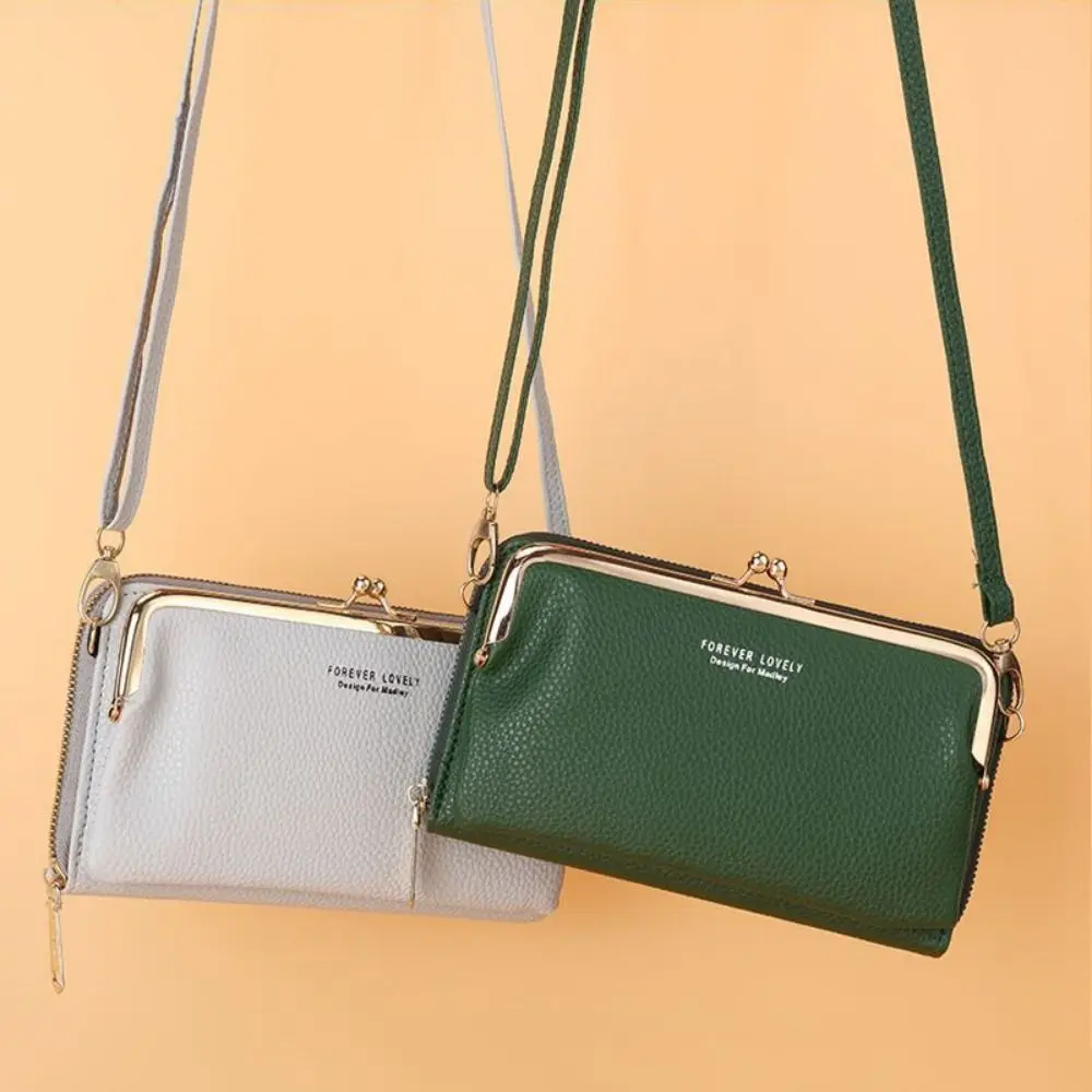 Simple Zipper Phone Crossbody Bag PU Multifunctional Leather Wallet Single Shoulder Coin Purse Women Card Holder Mobile Phone